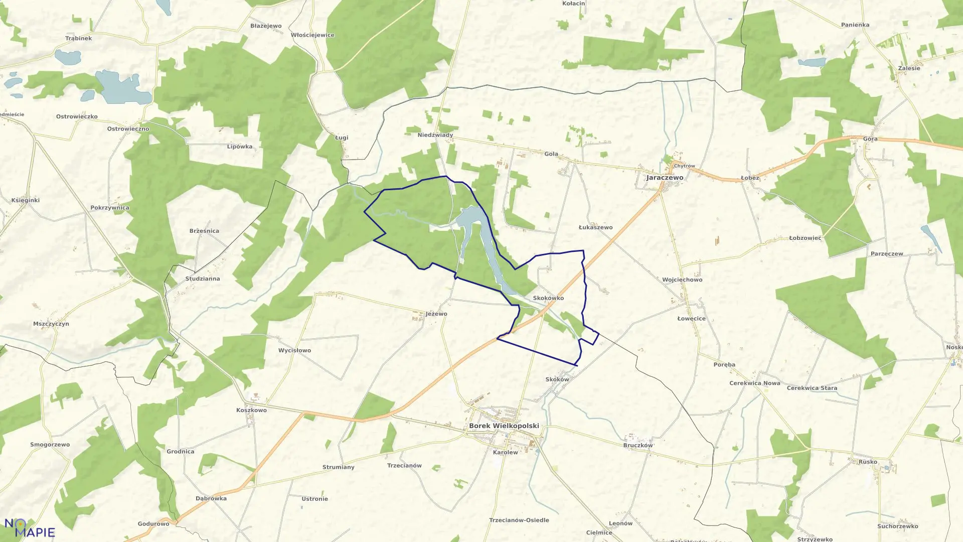 Mapa obrębu SKOKÓWKO w gminie Borek Wielkopolski